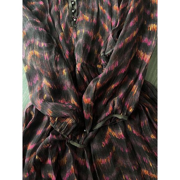 Of Two Minds 100% Silk‎ Long Sleeve Sheer Maxi Dress Multicolor Large - Picture 7 of 8
